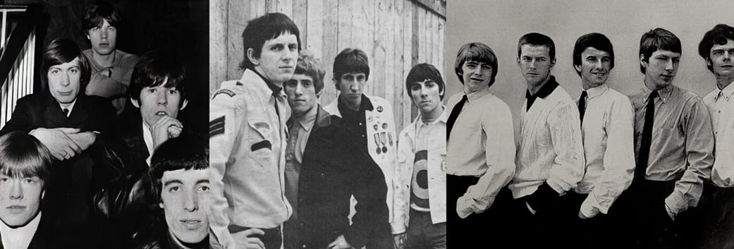 The Rolling Stones, The Who y The Yardbirds en 1965 durante la Invasión Británica