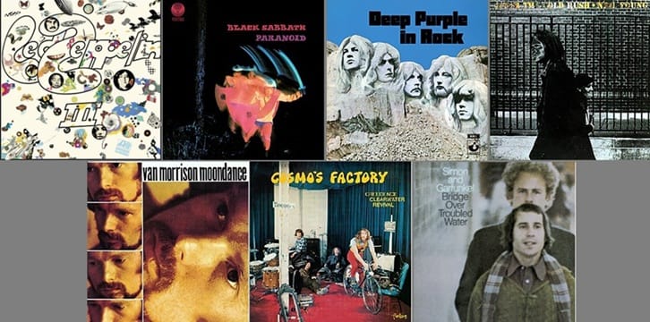 Portadas de los discos de 1970 mencionados en el artículo 