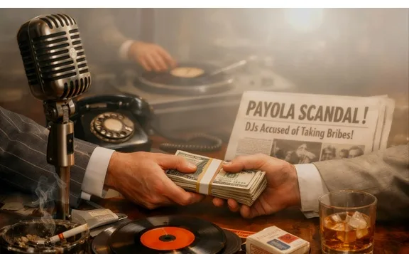 Un DJ recibiendo un fajo de billetes