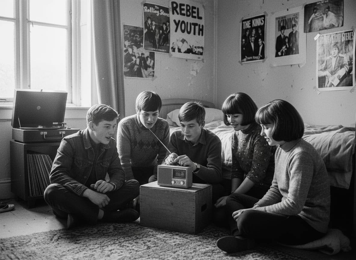 Jóvenes escuchando la radio en su habitación